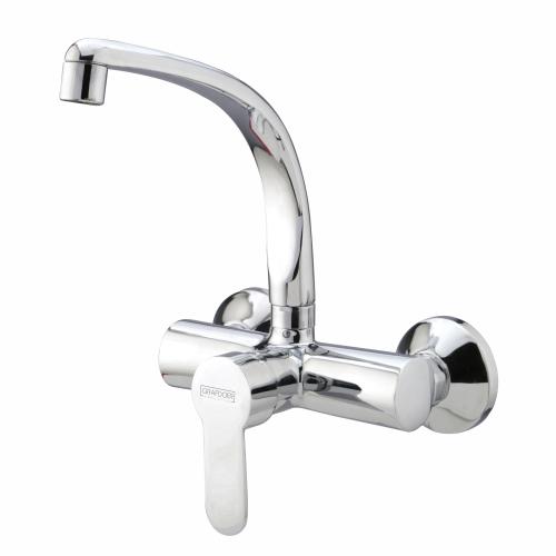 Single Lever Sink Mixer Wall Mounted with Swinging Spout Chrome